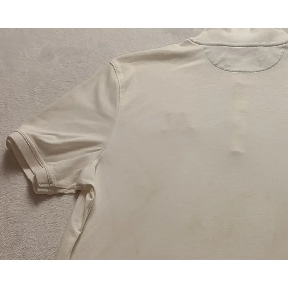 Banana Republic Luxury Touch Polo Shirt Men's XL White Standard Fit Gold N Logo